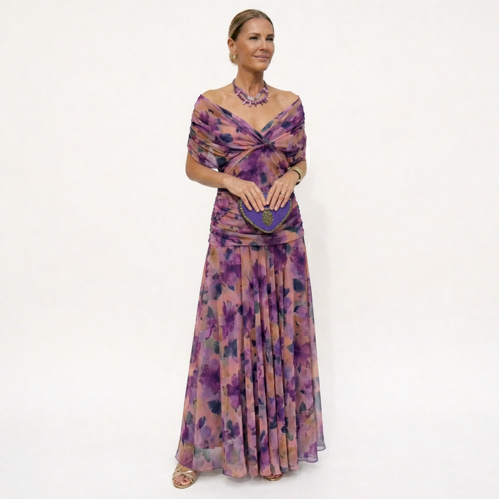 Velora™ | Long Floral Dress with V-Neck