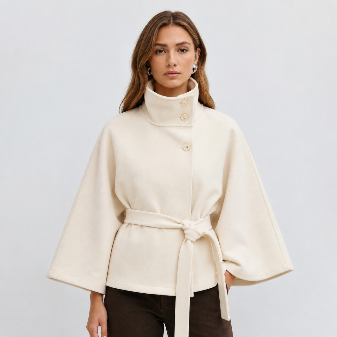 Cape for women Montarello, high collar, belted