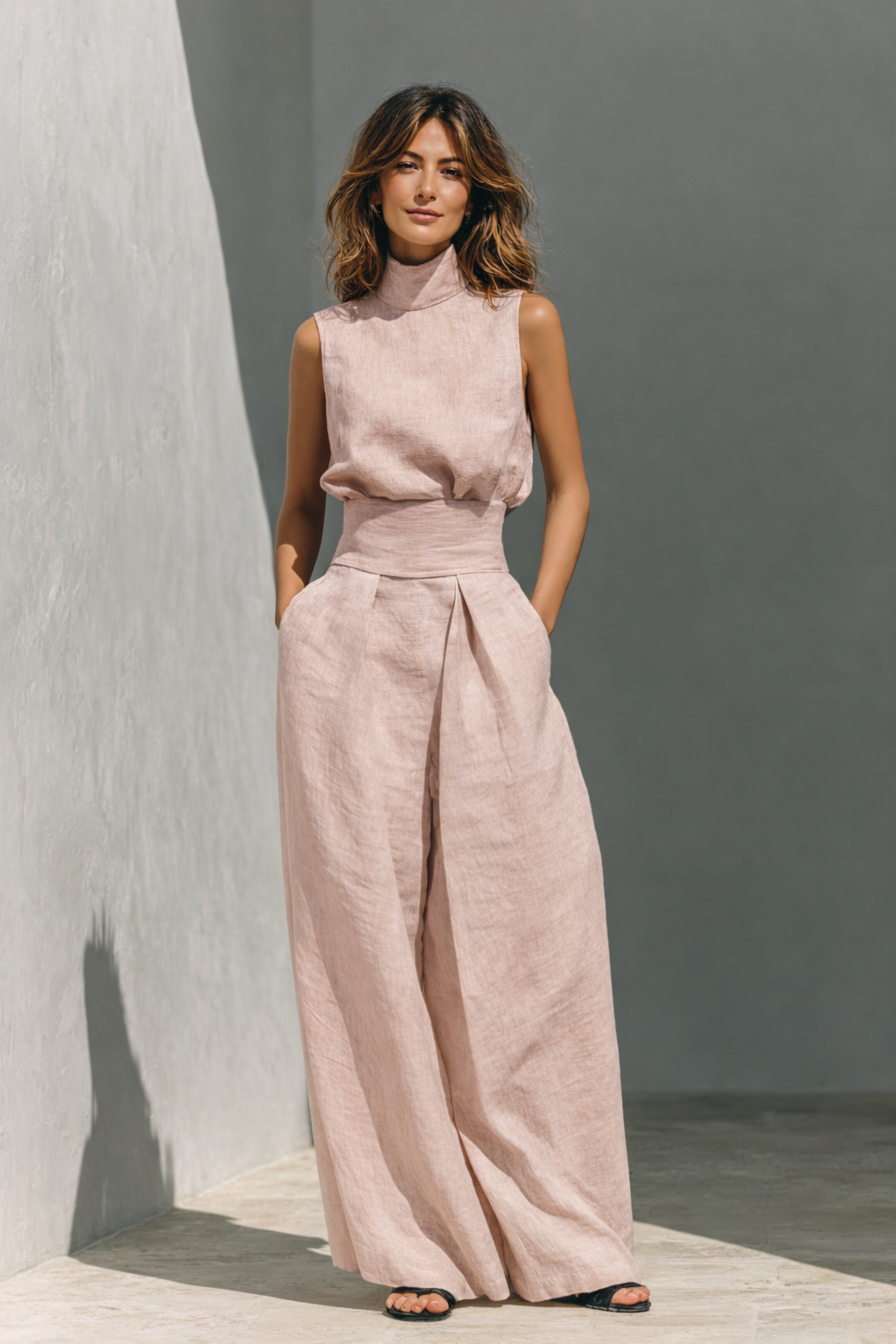 Women's Stylish Sleeveless Wide Leg Trouser Set