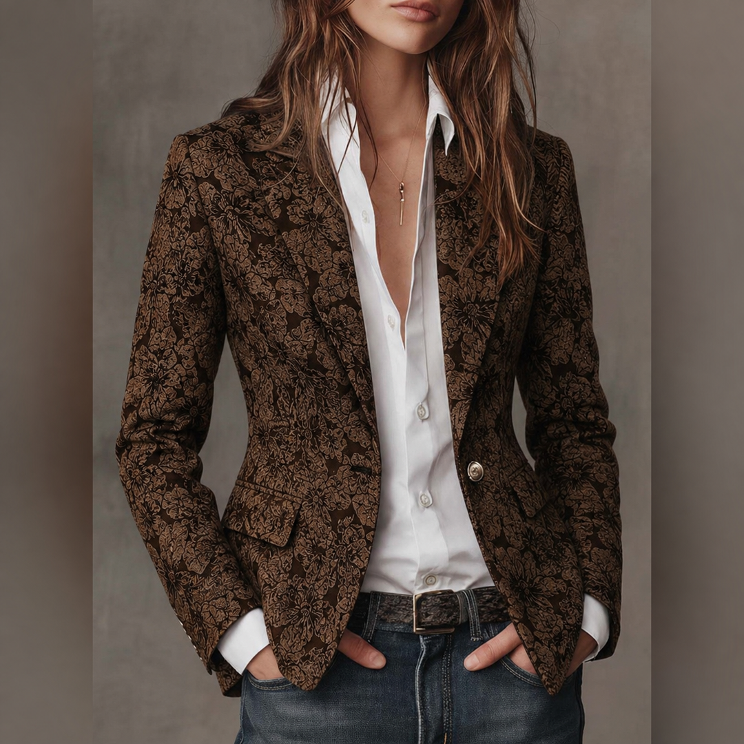 Brenda Women's Paisley Jacquard Fitted Blazer - Elena Harper