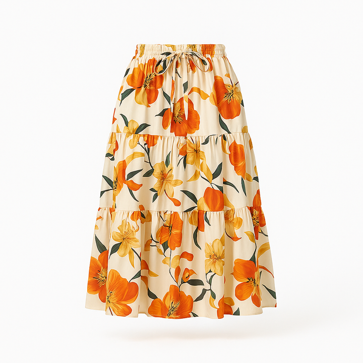 Printed Midi Skirt with Flare - Amelise