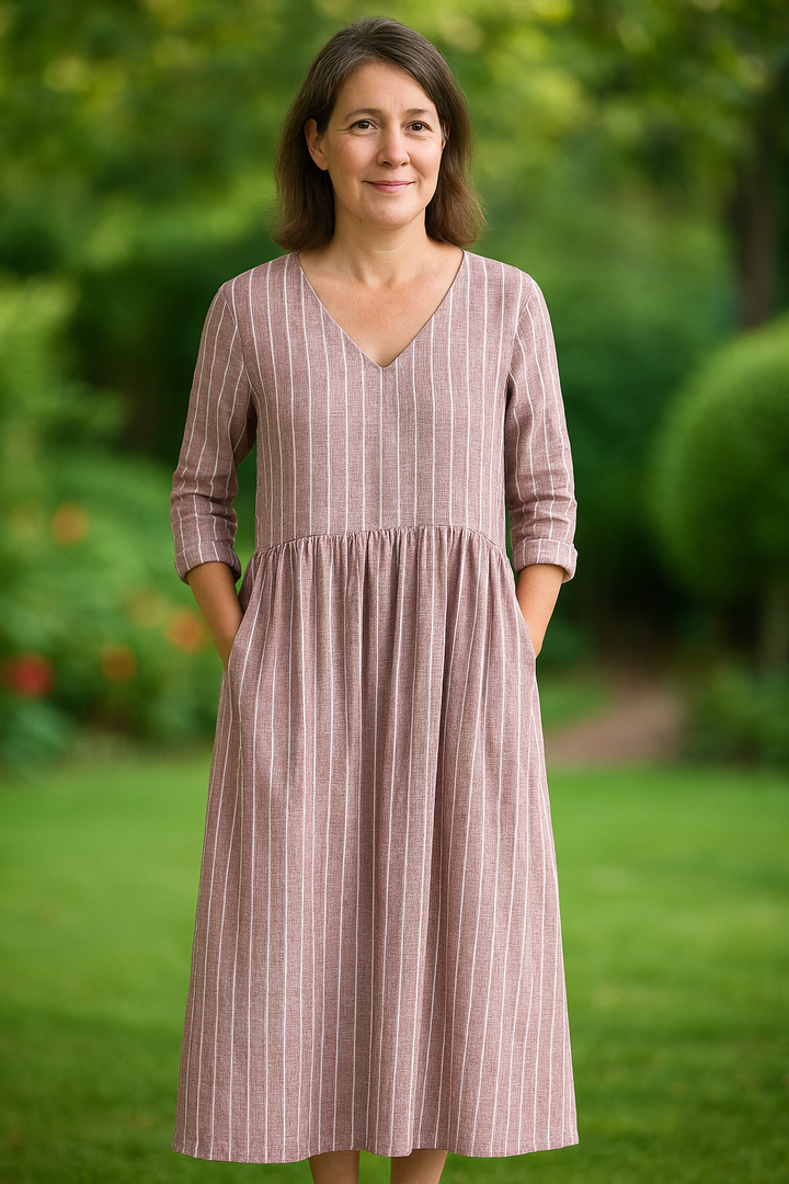 Dabria Casual Classic Striped Dress - Elena Harper