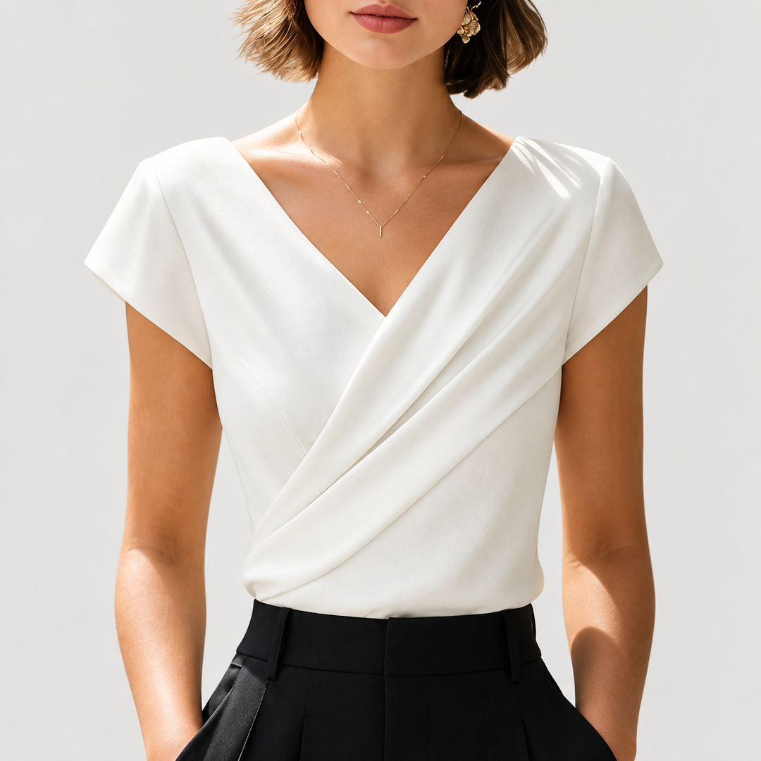 Women's Wrap Blouse V-Neck Short Sleeves