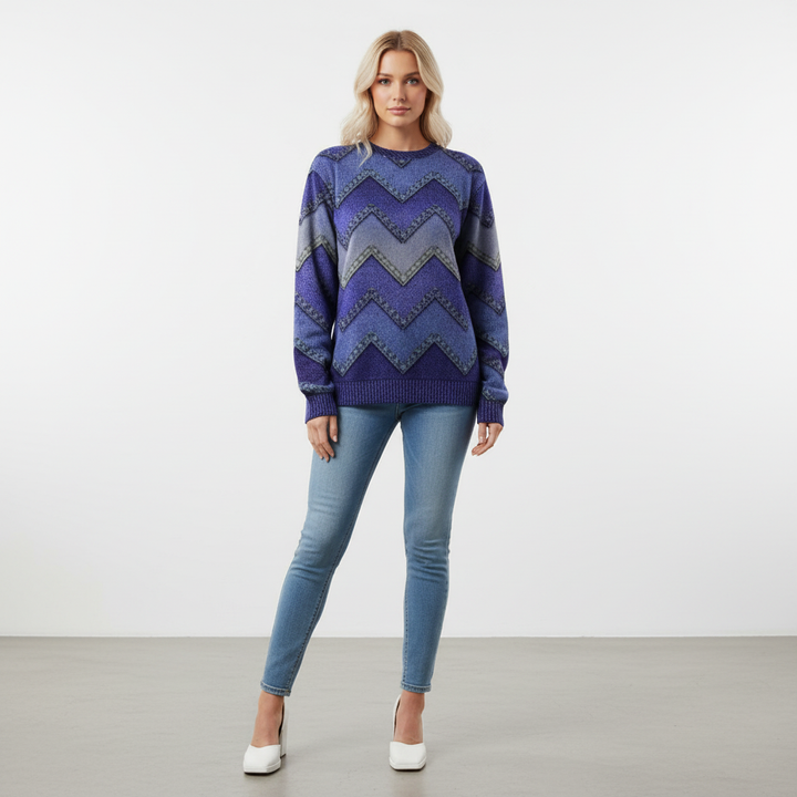Chevron Pattern Knit Sweater Isabella, view 6 - Elena Harper