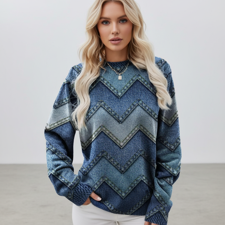 Chevron Pattern Knit Sweater Isabella, view 7 - Elena Harper