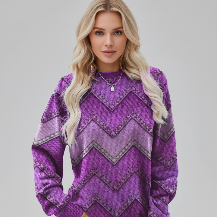 Chevron Pattern Knit Sweater Isabella, view 8 - Elena Harper