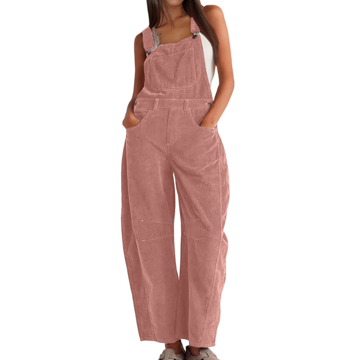 Women's Wide-Leg Corduroy Dungarees Casual Utility Jumpsuit - Elena Harper