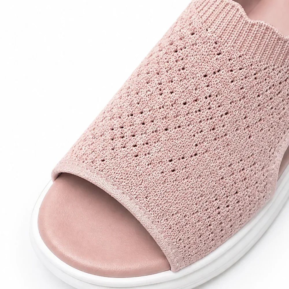 Aurelle Knit Platform Sandals with Cushioned Sole and Slingback - Elena Harper
