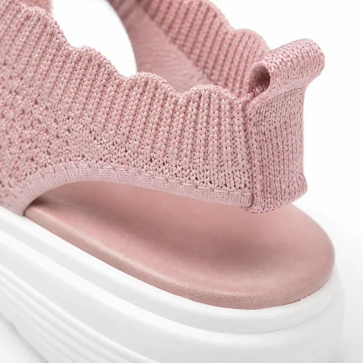 Aurelle Knit Platform Sandals with Cushioned Sole and Slingback - Elena Harper