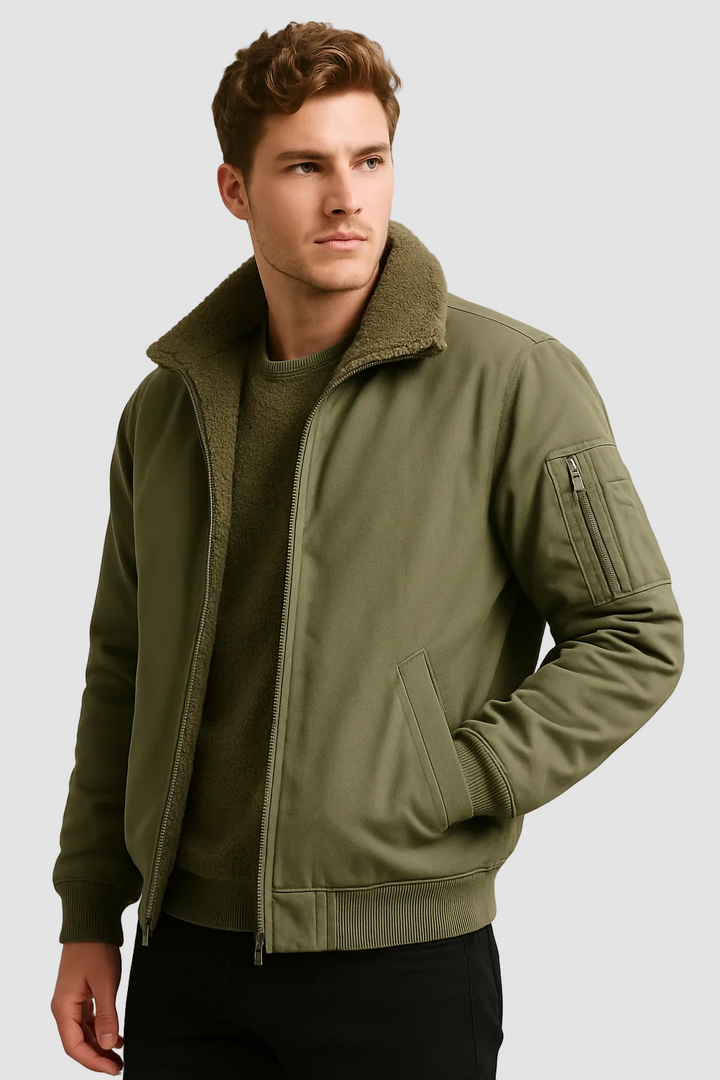 Men's Bomber Jacket with Fur Collar