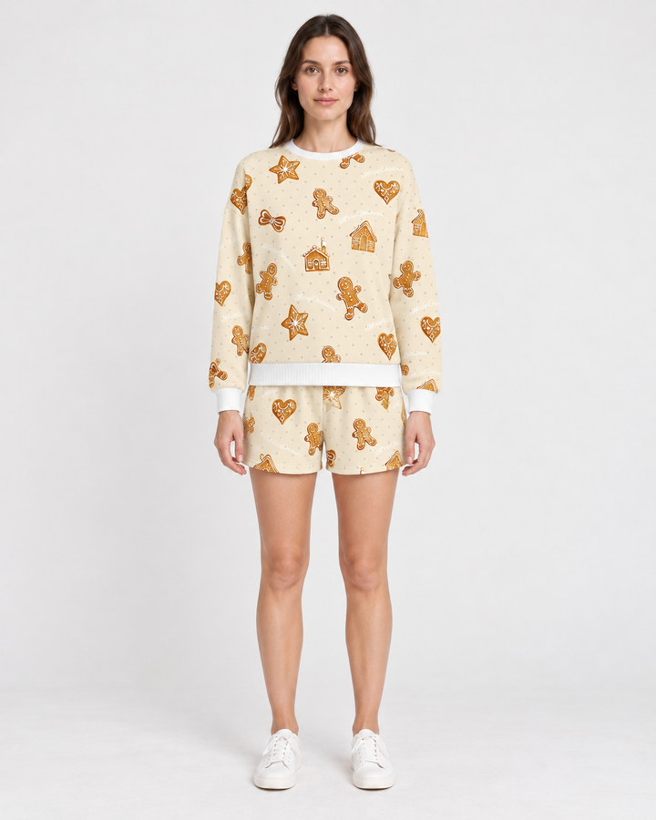 Gingerbread Christmas Pullover & Shorts Lounge Set
