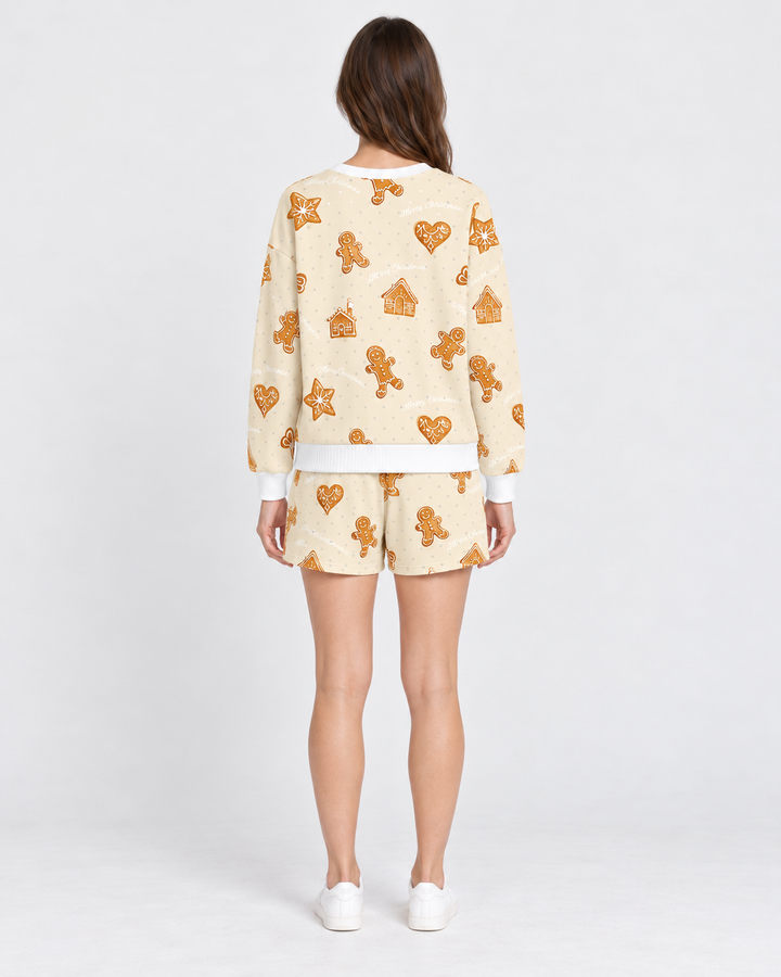 Gingerbread Christmas Pullover & Shorts Lounge Set