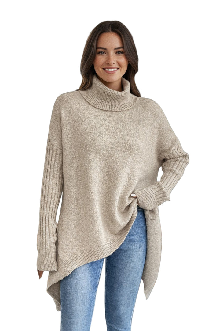 NAOMI – COZY ASYMMETRICAL TURTLENECK SWEATER
