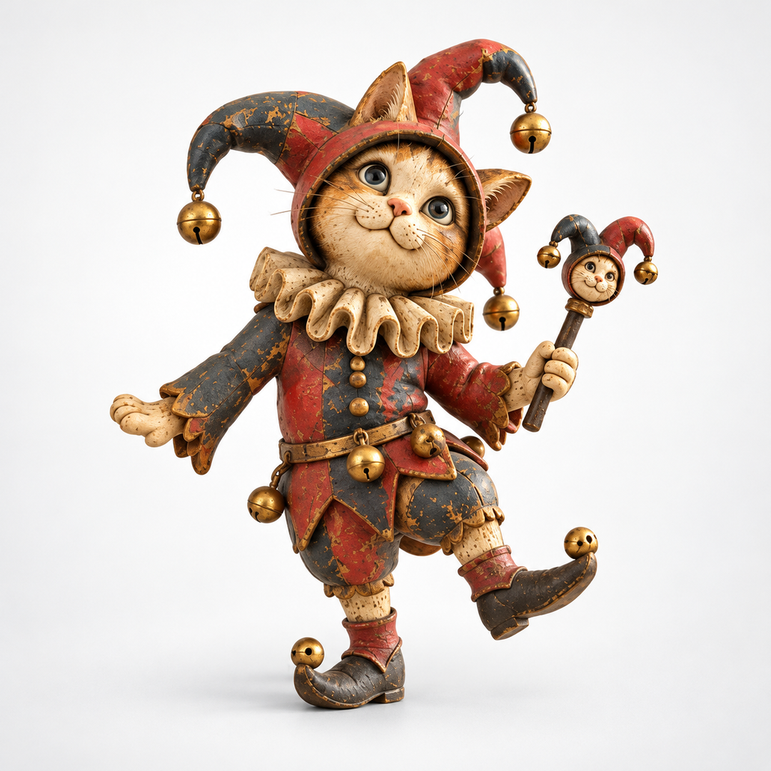 Courtly Cats – Candle-Holding Cat Monk Figurine
