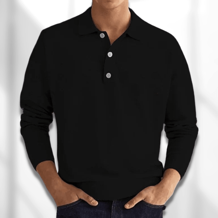 Men's Smart Casual Long Sleeve Knit Polo Shirt