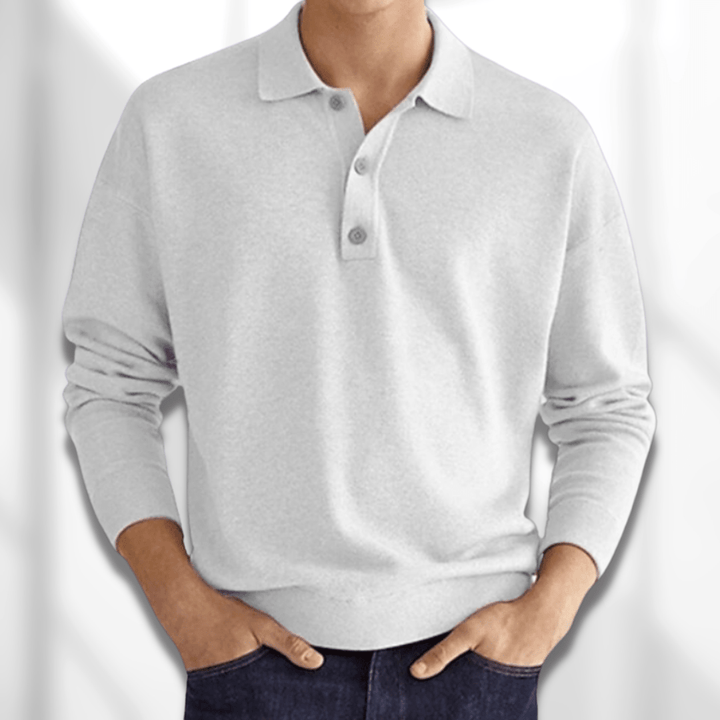 Men's Smart Casual Long Sleeve Knit Polo Shirt