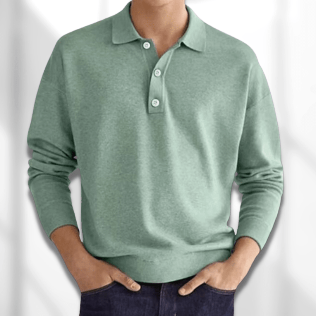 Men's Smart Casual Long Sleeve Knit Polo Shirt