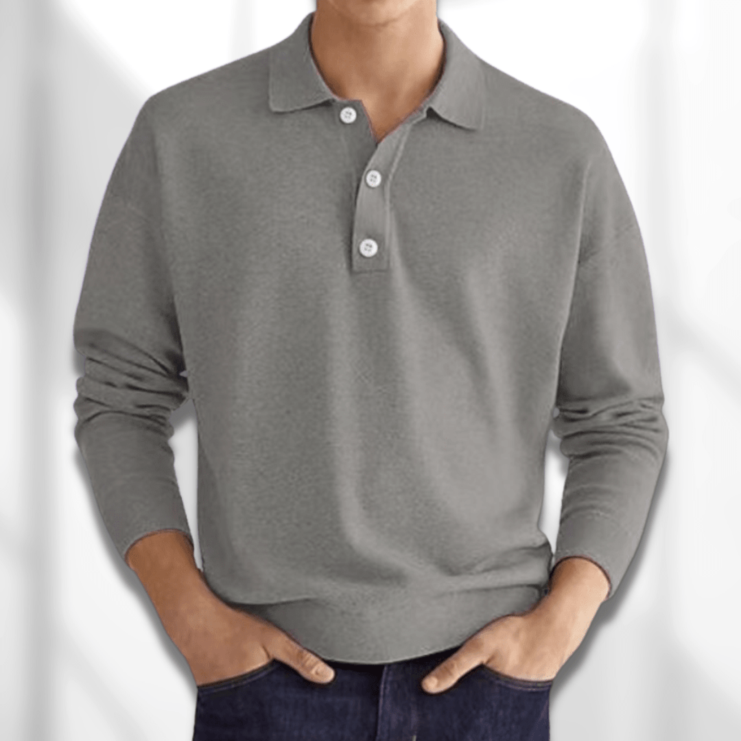 Men's Smart Casual Long Sleeve Knit Polo Shirt