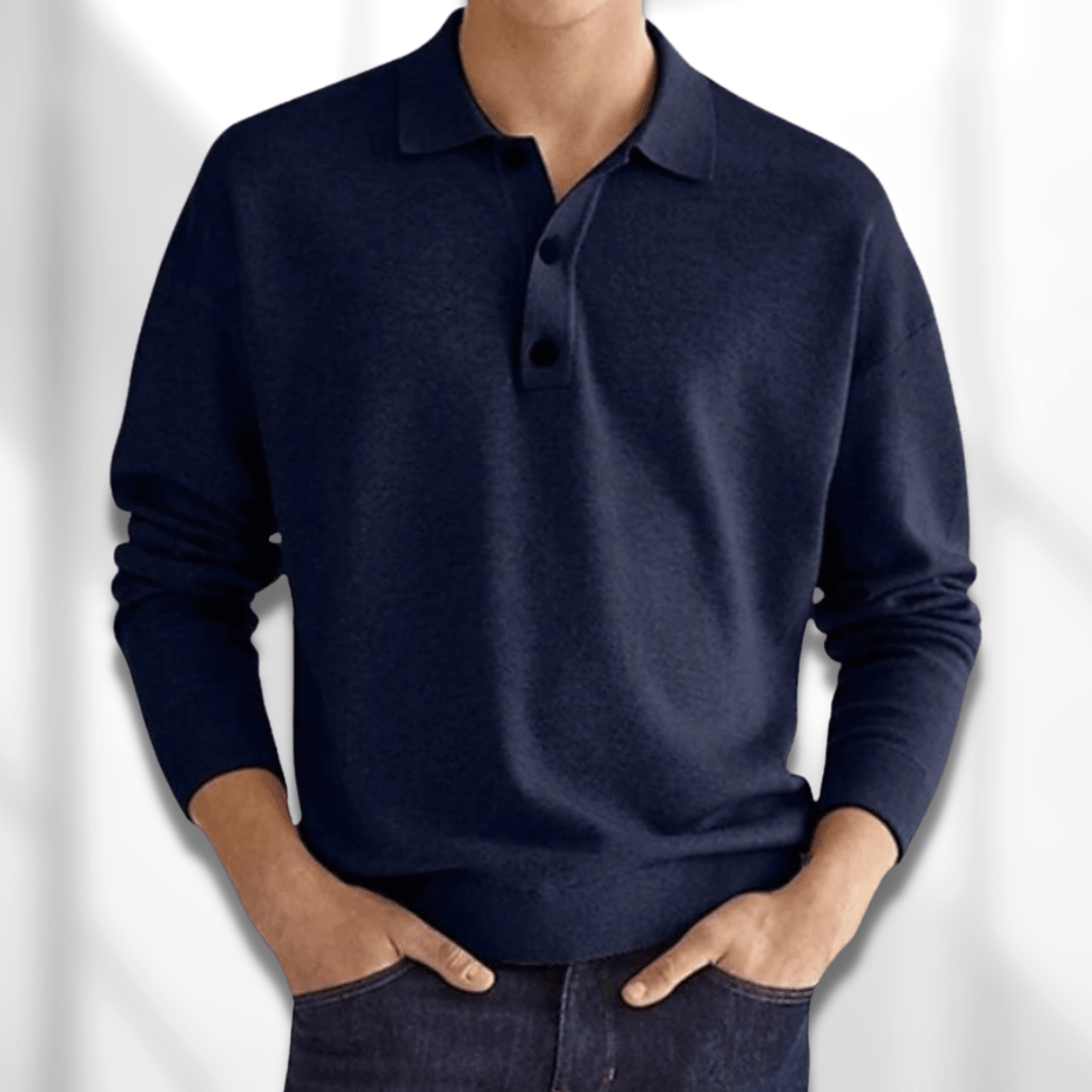 Men's Smart Casual Long Sleeve Knit Polo Shirt