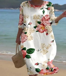 Women's Elegant Floral Midi Dress for Timeless Style, view 4 - Elena Harper
