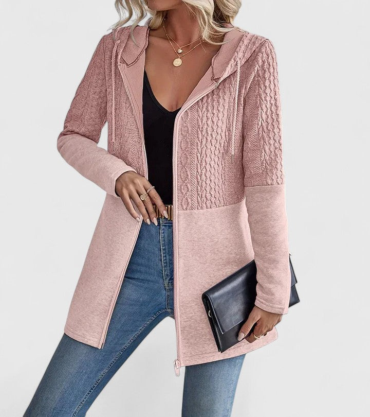RILEY – TEXTURED ZIP-UP HOODED CARDIGAN