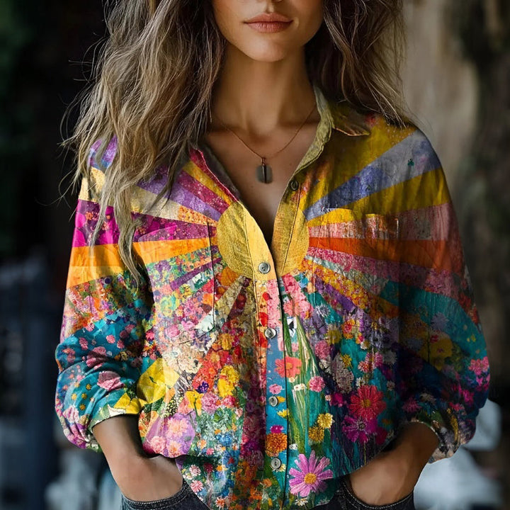 Vintage Floral Print Blouse