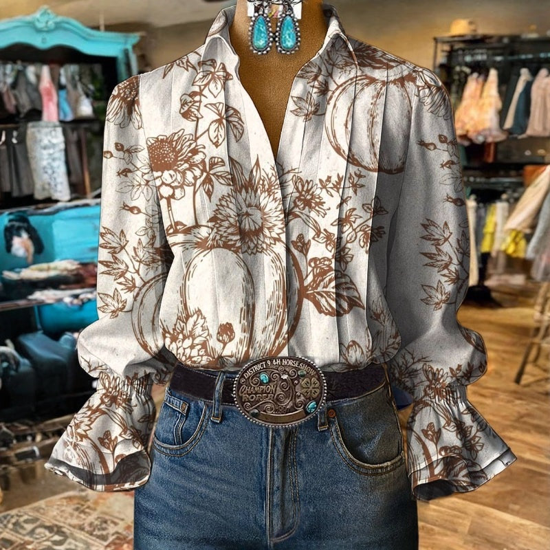 Vintage Floral Print Blouse