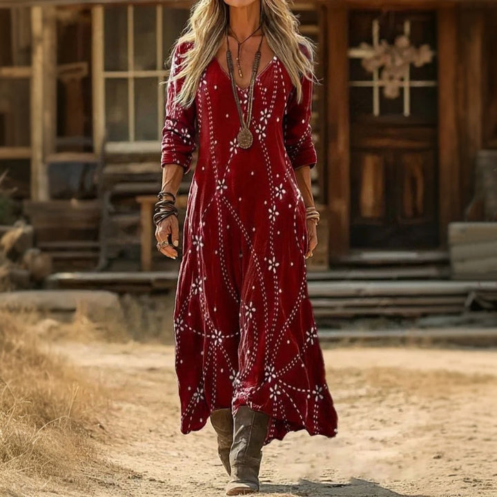 Evelyn Vintage-Inspired Long Sleeve Casual Dress - Elena Harper