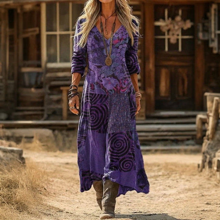 Evelyn Vintage-Inspired Long Sleeve Casual Dress - Elena Harper