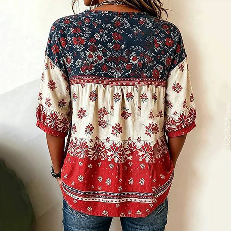 Vintage Floral Print Blouse