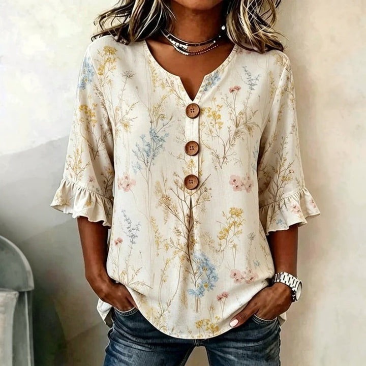 Vintage Floral Print Blouse