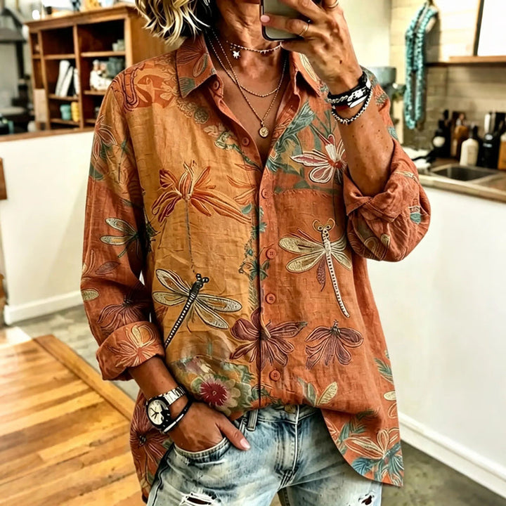 Vintage Dragonfly Print Shirt