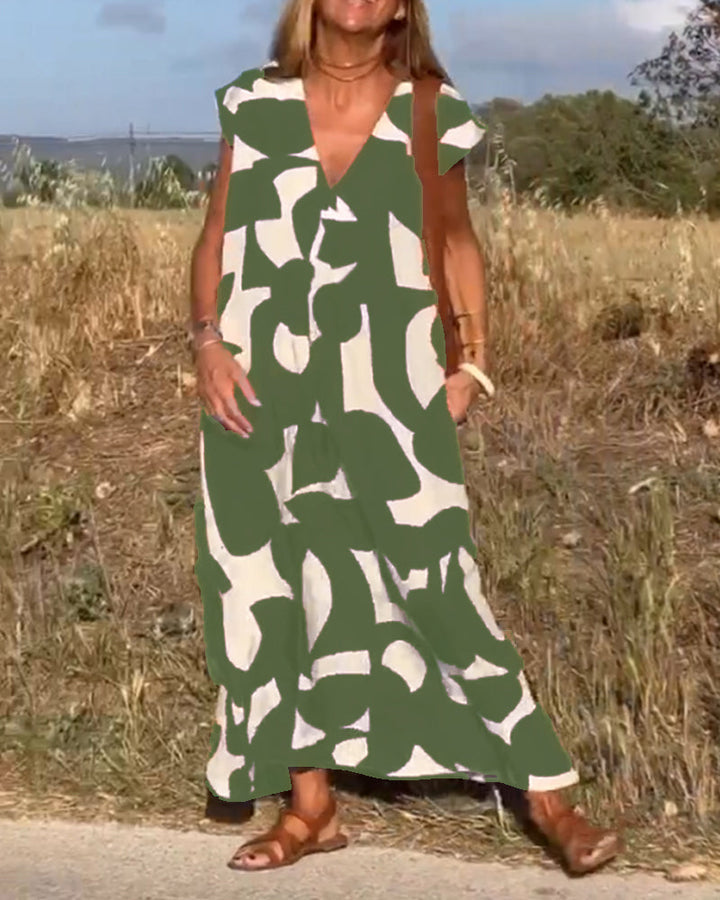 Sarinya Printed Dress With V-Neck - Elena Harper