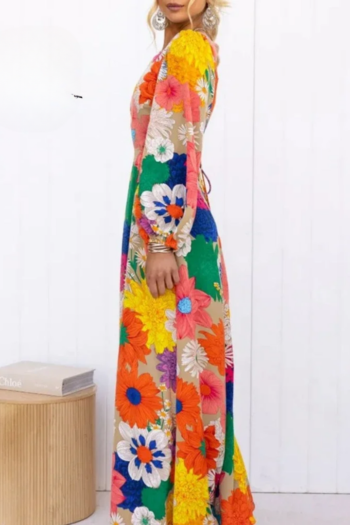 Daisy Sunburst Bloom Maxi Dress - Elena Harper