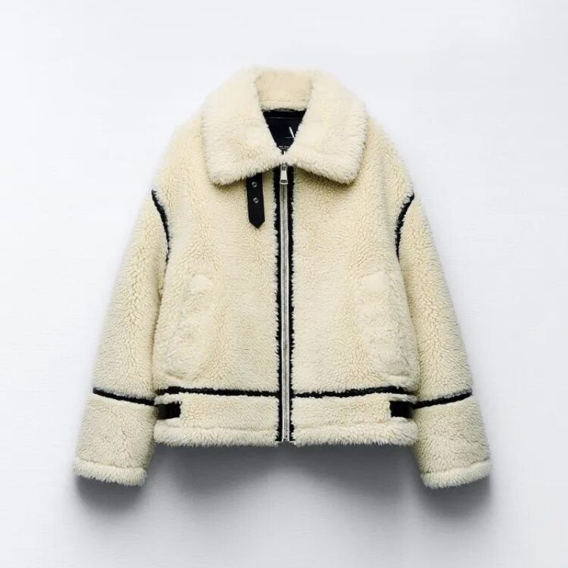 Women's Fluffy Teddy Coat Long Elastic Long Sleeve with Stretch Insert