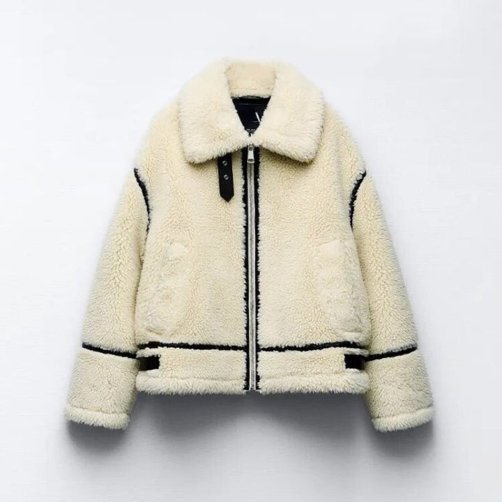 Women's Fluffy Teddy Coat Long Elastic Long Sleeve with Stretch Insert