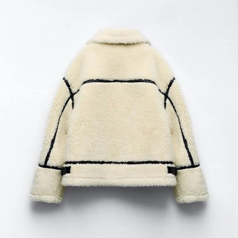 Women's Fluffy Teddy Coat Long Elastic Long Sleeve with Stretch Insert