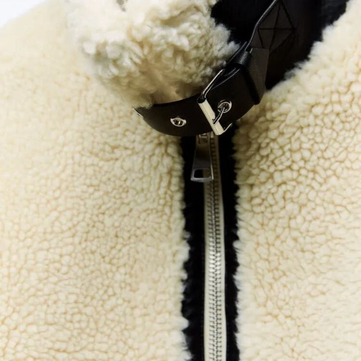 Women's Fluffy Teddy Coat Long Elastic Long Sleeve with Stretch Insert