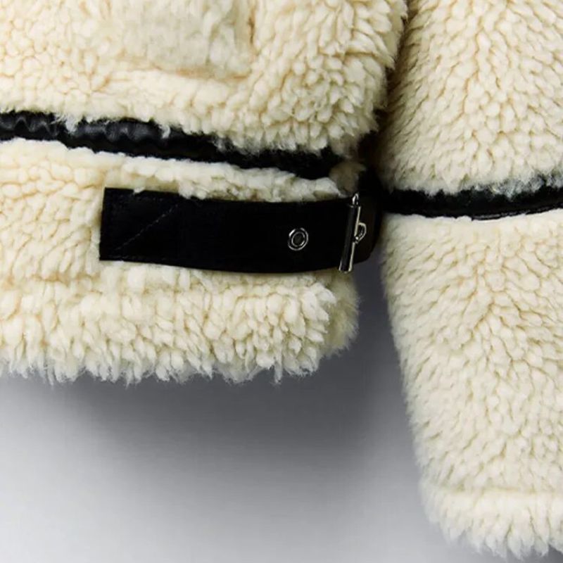 Women's Fluffy Teddy Coat Long Elastic Long Sleeve with Stretch Insert