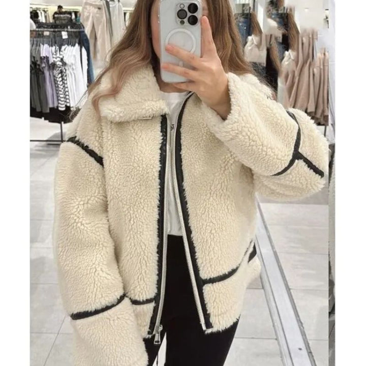 Women's Fluffy Teddy Coat Long Elastic Long Sleeve with Stretch Insert