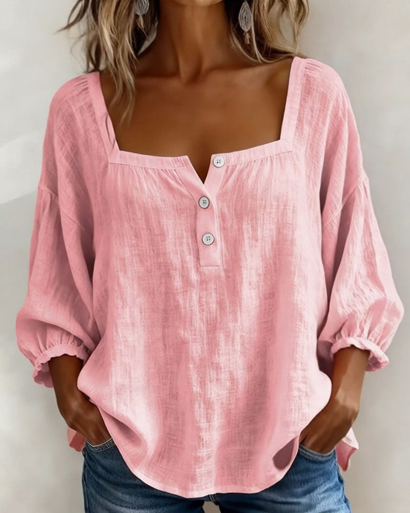 Ladies' Blouse | Square Neckline & Elegant Puff Sleeves