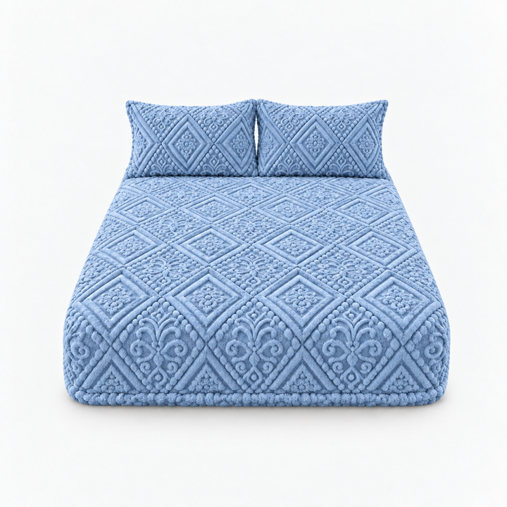 Damask Haven Raised Damask Plush Fitted Sheet - Elena Harper