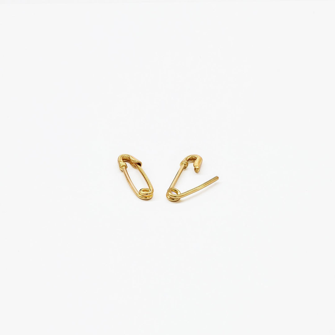 Eden Small Safety Pin Earrings, view 3 - Elena Harper