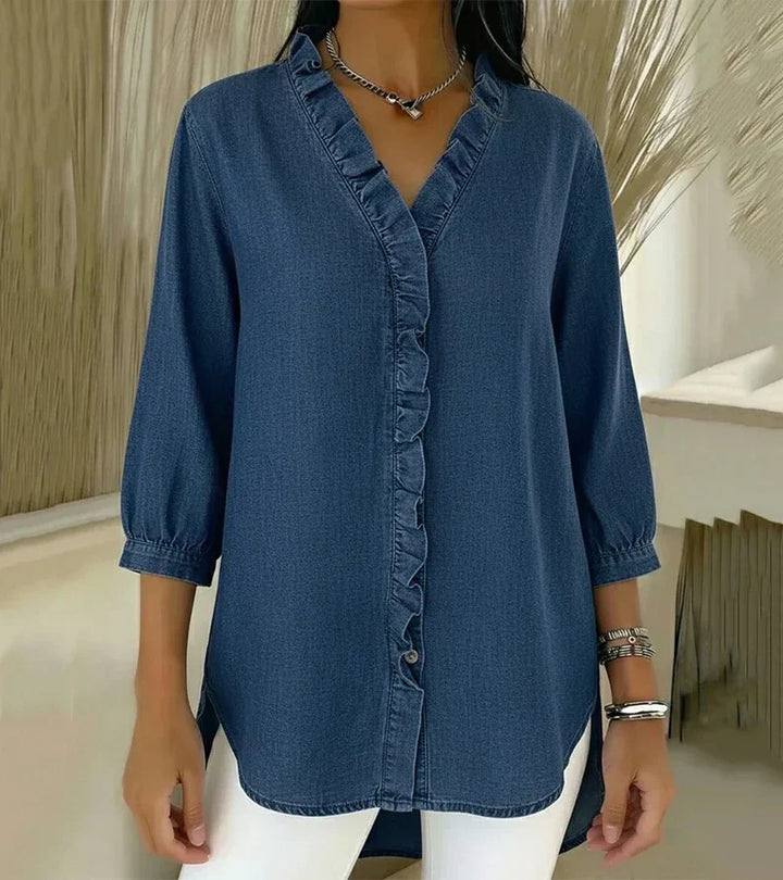 Adele™ | V-Neck Blouse with Ruffles