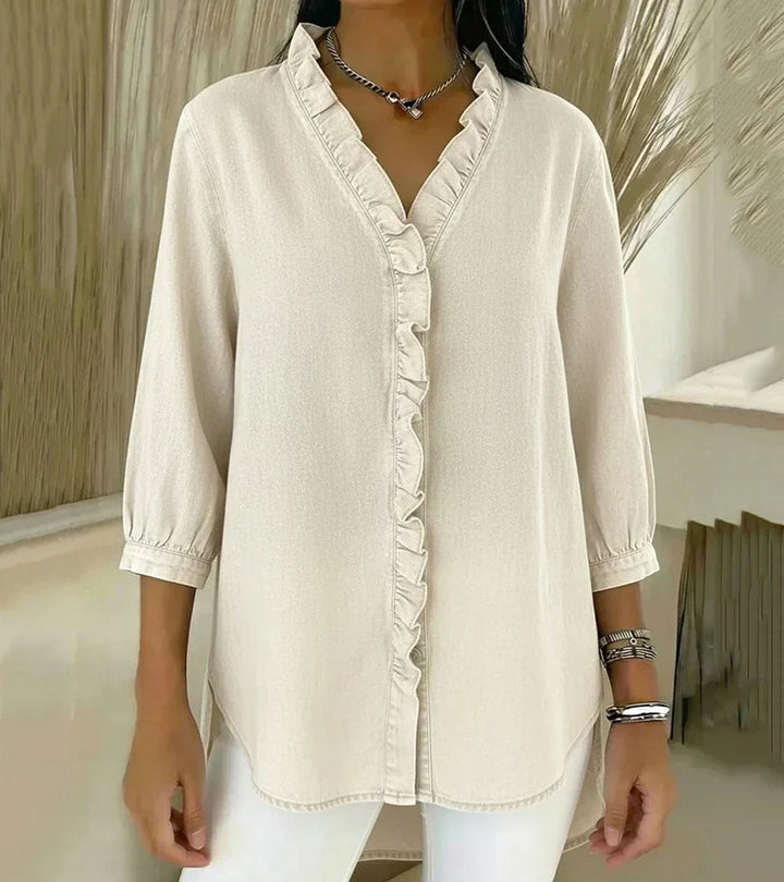 Adele™ | V-Neck Blouse with Ruffles