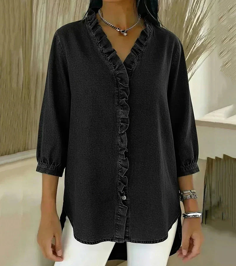 Adele™ | V-Neck Blouse with Ruffles
