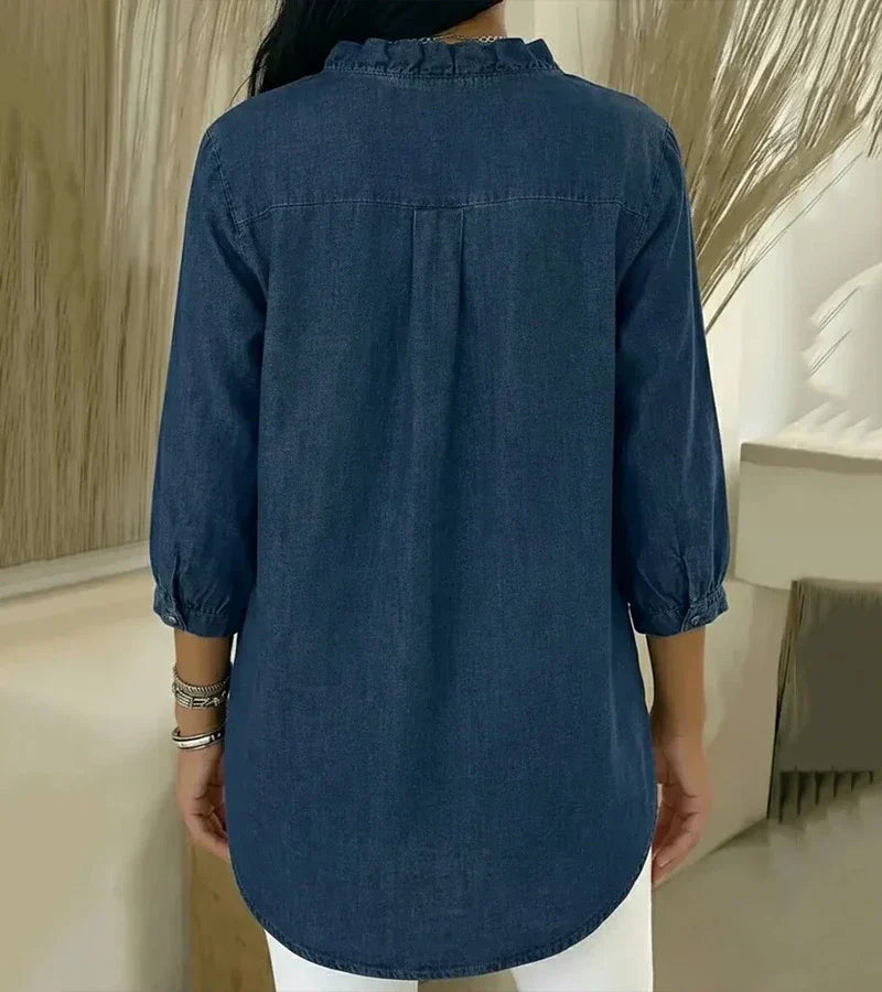 Adele™ | V-Neck Blouse with Ruffles