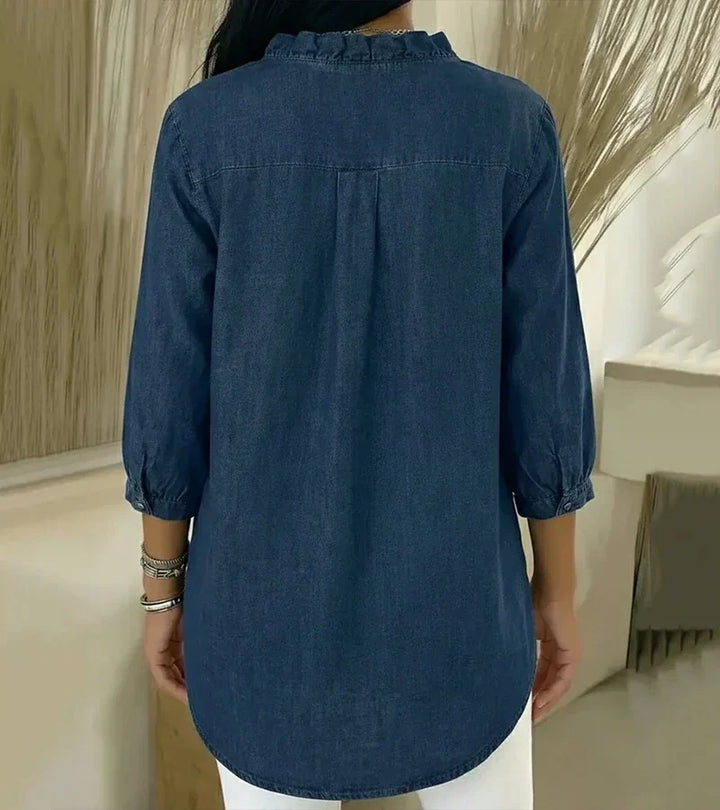 Adele™ | V-Neck Blouse with Ruffles