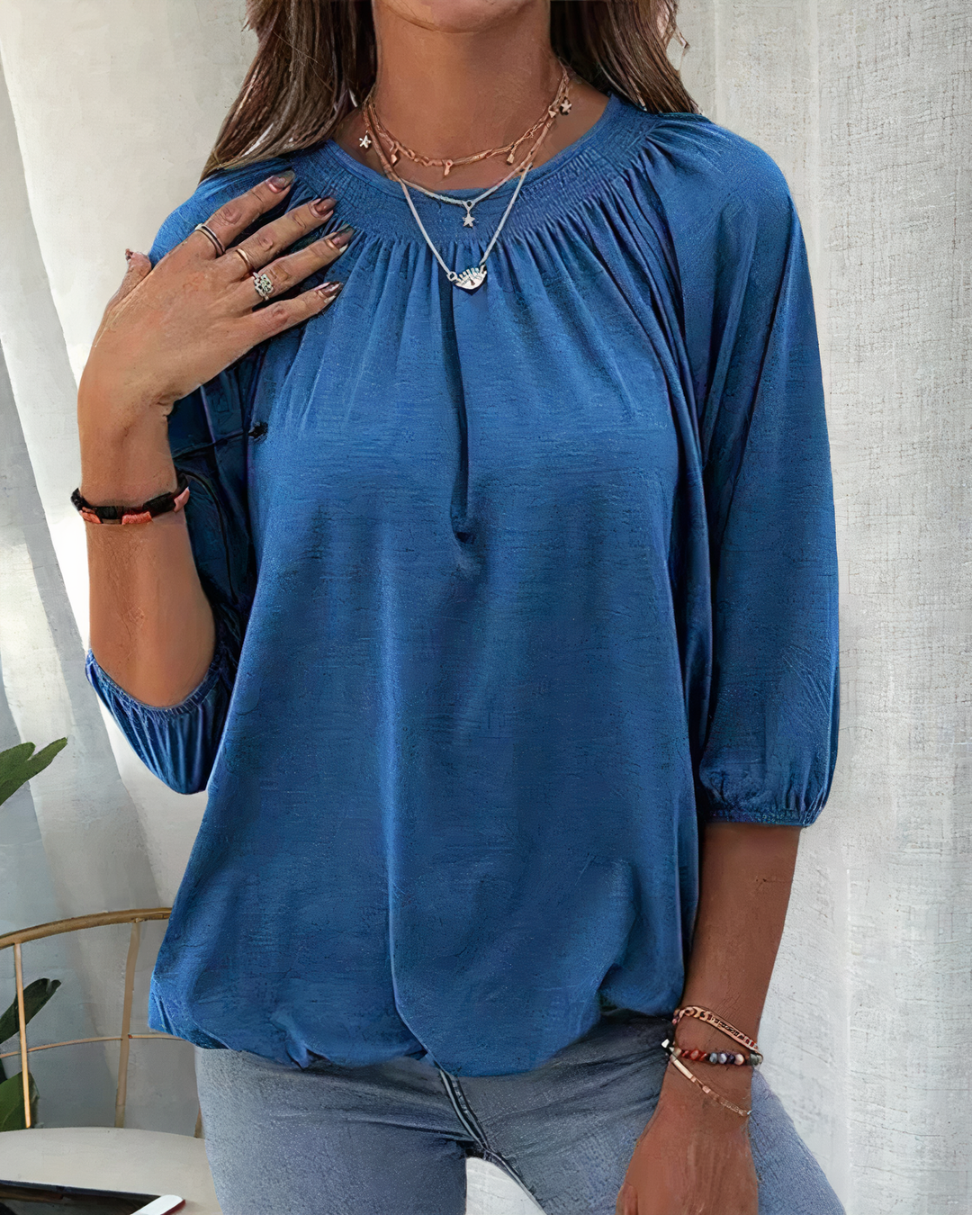 ESTELLE - Elegant 3/4 Sleeve Blouse