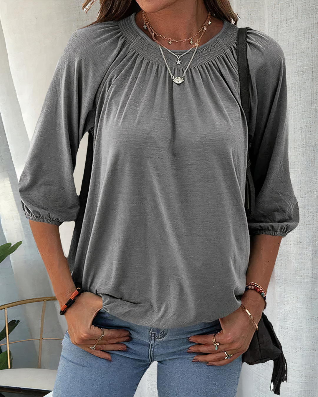 ESTELLE - Elegant 3/4 Sleeve Blouse
